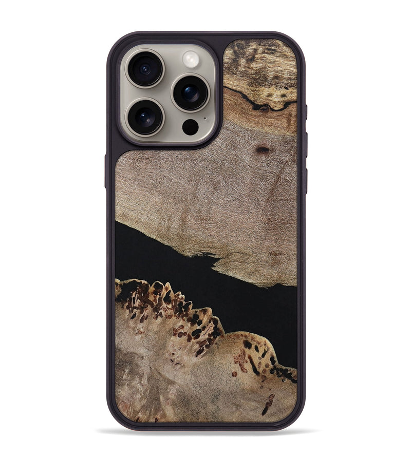 iPhone 15 Pro Max Wood+Resin Phone Case - Courtney (Pure Black, 694810)