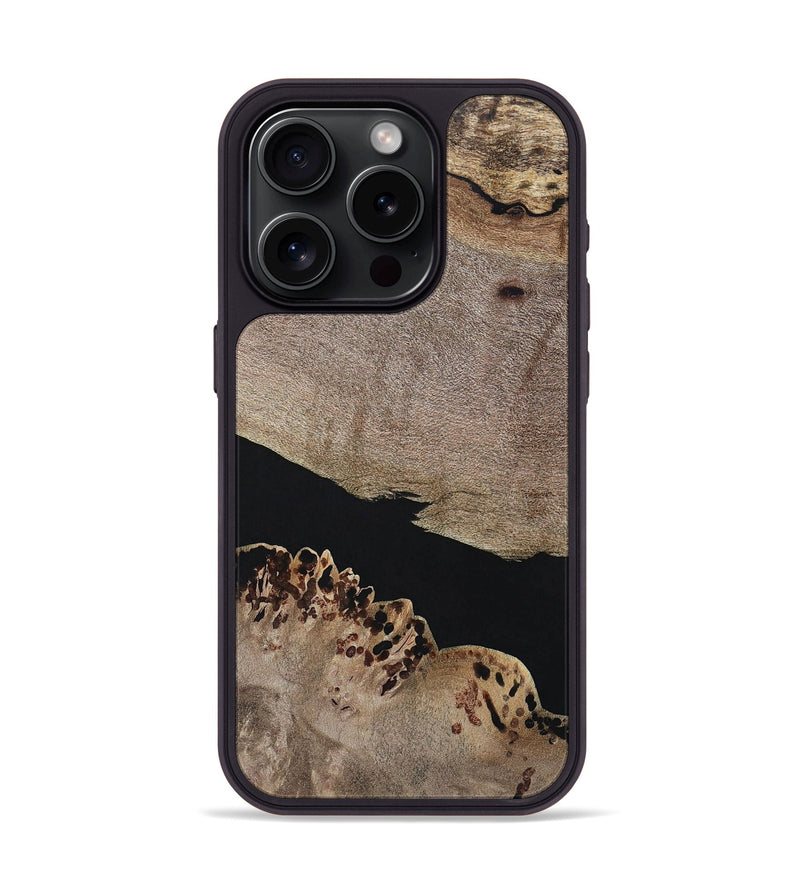 iPhone 15 Pro Wood+Resin Phone Case - Courtney (Pure Black, 694810)