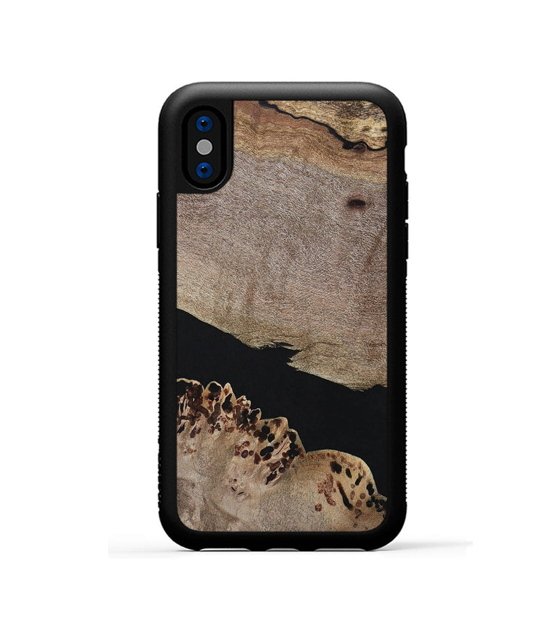 iPhone Xs Wood+Resin Phone Case - Courtney (Pure Black, 694810)