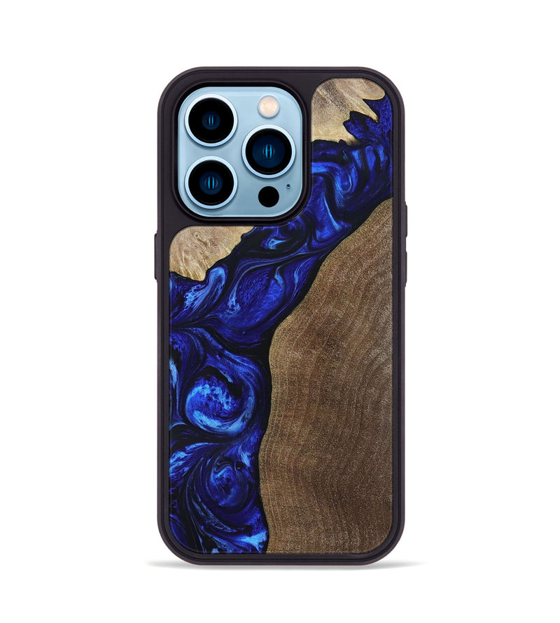 iPhone 14 Pro Wood+Resin Phone Case - Miranda (Blue, 694848)