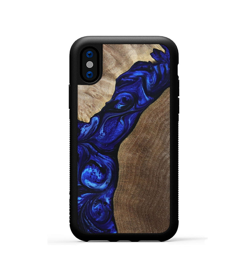 iPhone Xs Wood+Resin Phone Case - Miranda (Blue, 694848)