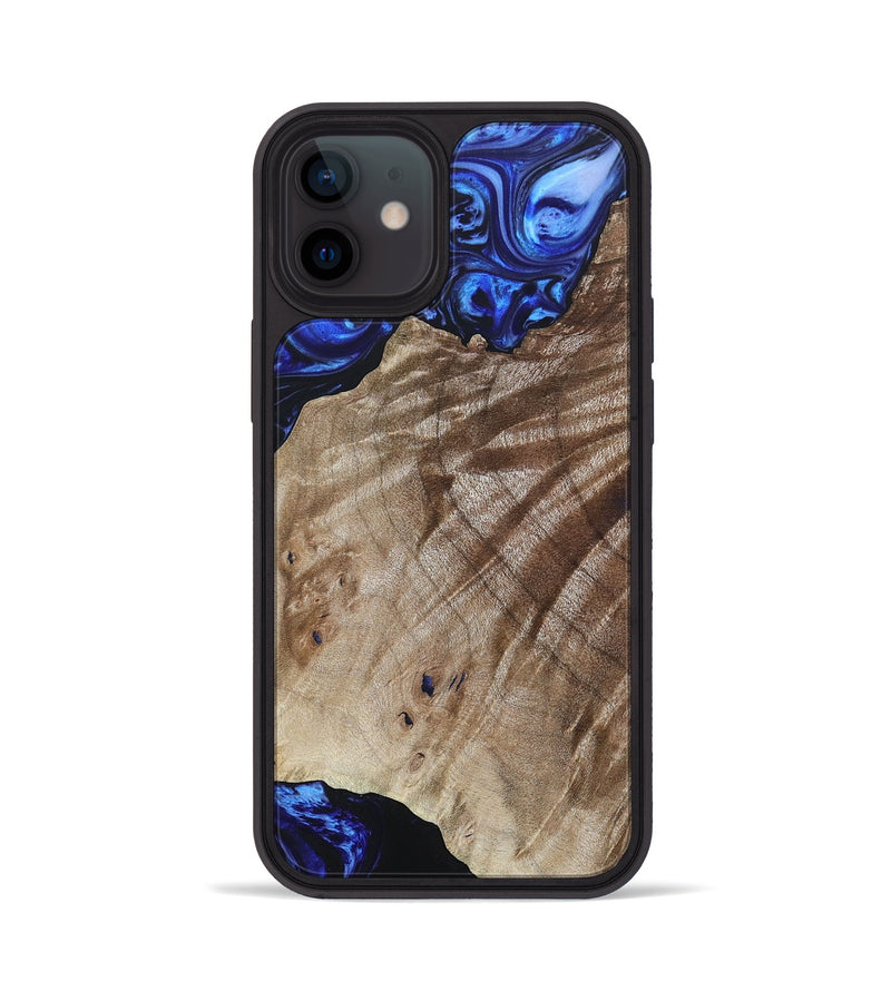 iPhone 12 Wood+Resin Phone Case - Therese (Blue, 694852)