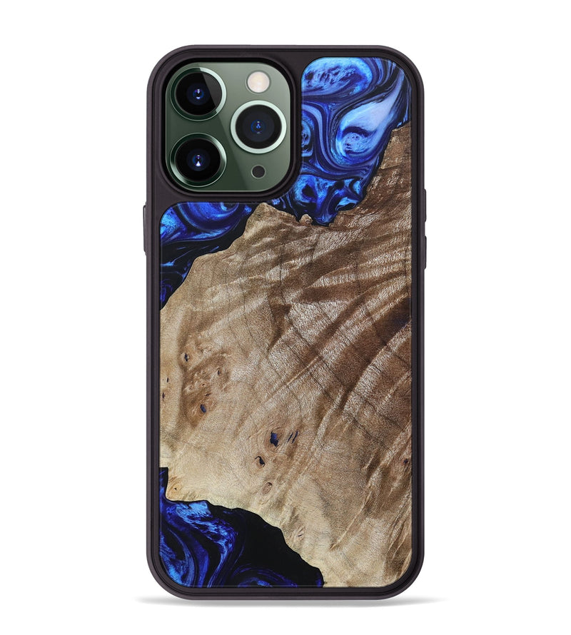 iPhone 13 Pro Max Wood+Resin Phone Case - Therese (Blue, 694852)