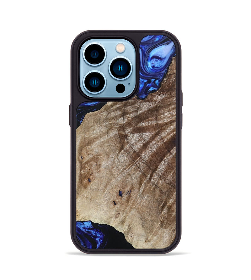 iPhone 14 Pro Wood+Resin Phone Case - Therese (Blue, 694852)