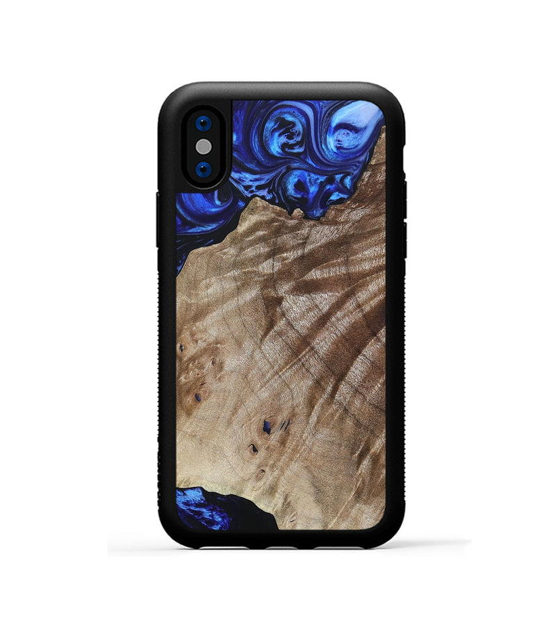 iPhone Xs Wood+Resin Phone Case - Therese (Blue, 694852)