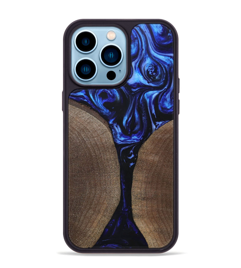 iPhone 14 Pro Max Wood+Resin Phone Case - Reid (Blue, 694869)