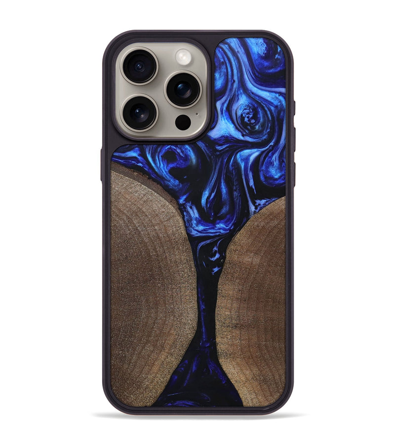 iPhone 15 Pro Max Wood+Resin Phone Case - Reid (Blue, 694869)