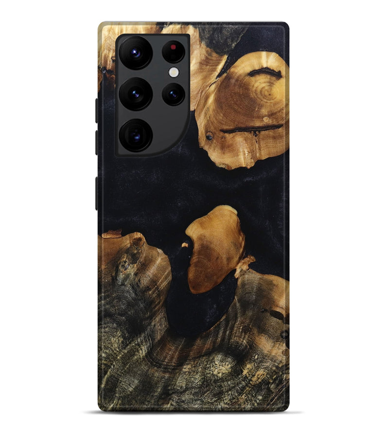 Galaxy S22 Ultra Wood+Resin Live Edge Phone Case - Halle (Pure Black, 694872)
