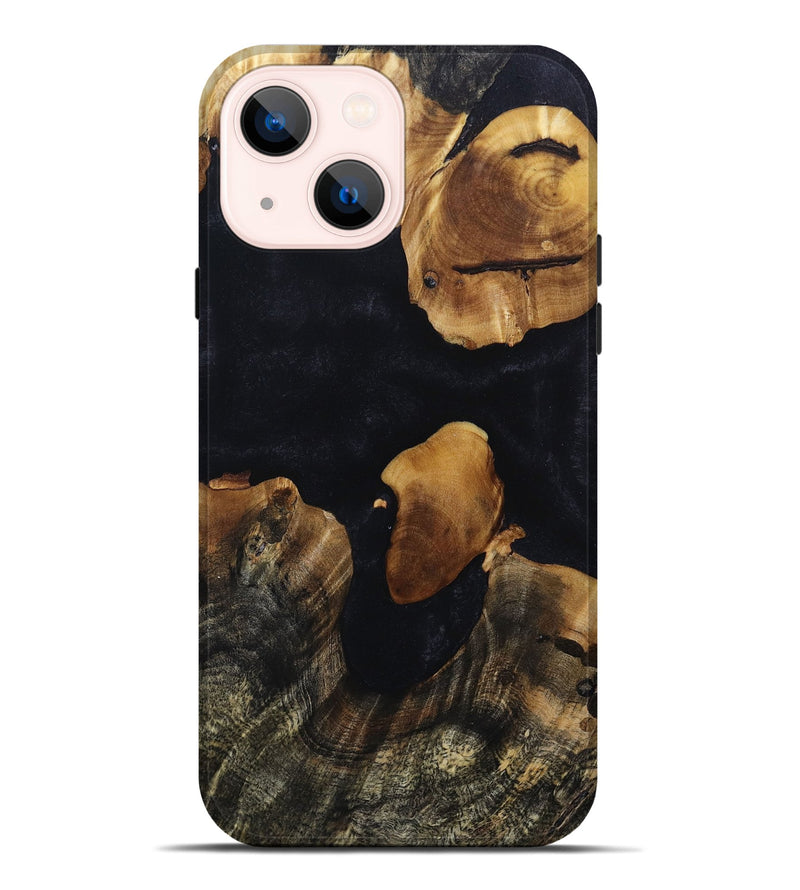 iPhone 14 Plus Wood+Resin Live Edge Phone Case - Halle (Pure Black, 694872)