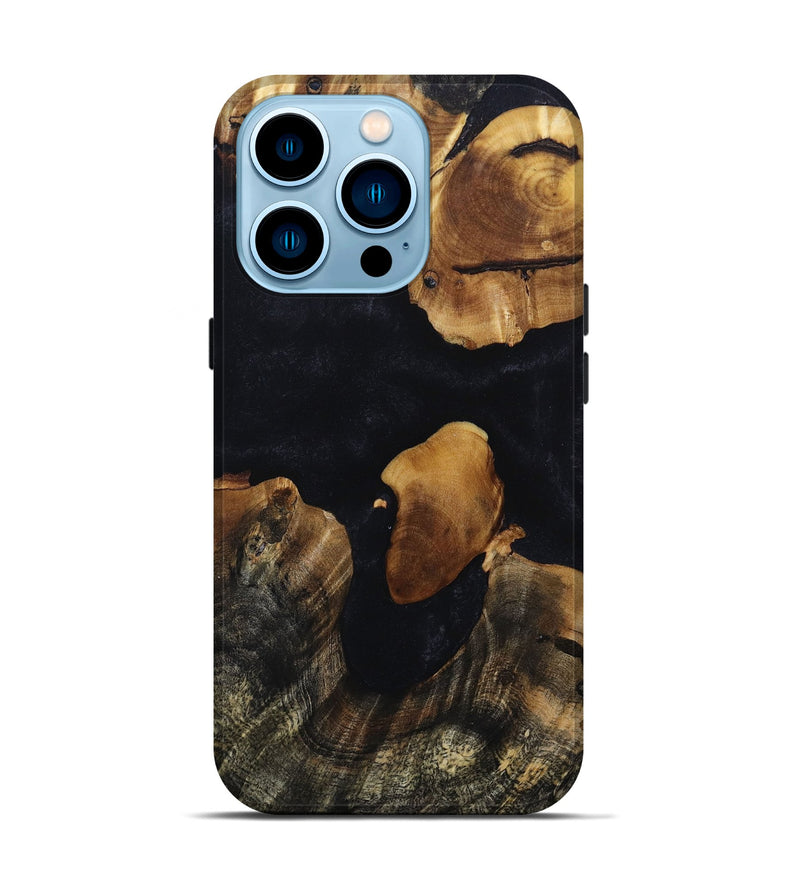 iPhone 14 Pro Wood+Resin Live Edge Phone Case - Halle (Pure Black, 694872)