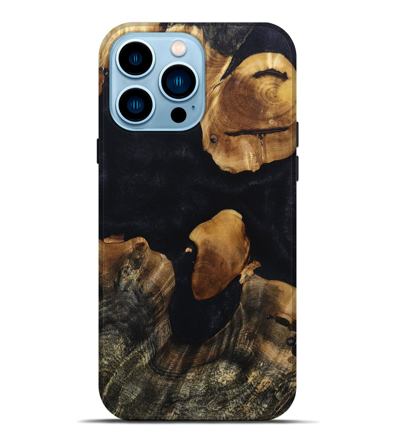 iPhone 14 Pro Max Wood+Resin Live Edge Phone Case - Halle (Pure Black, 694872)