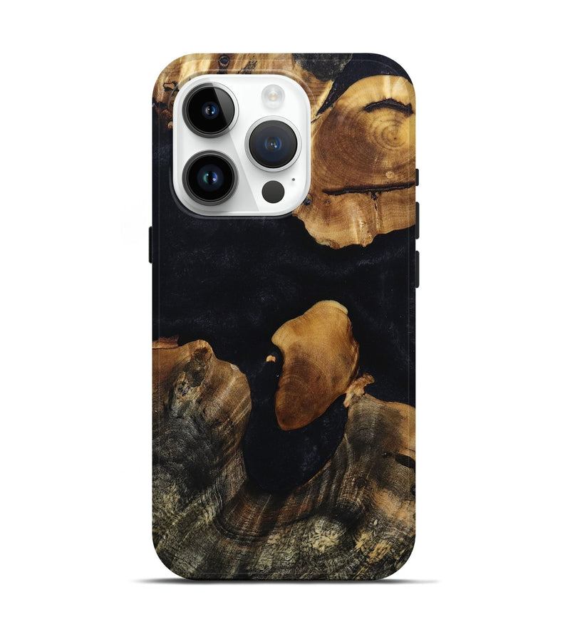 iPhone 15 Pro Wood+Resin Live Edge Phone Case - Halle (Pure Black, 694872)