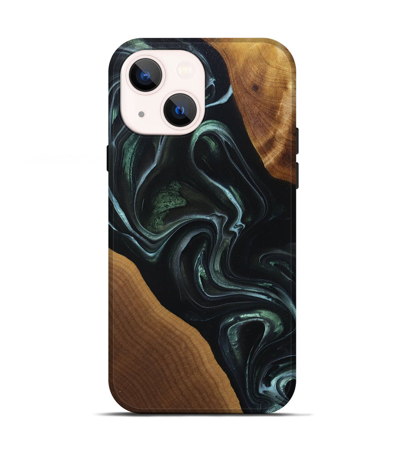iPhone 13 Wood+Resin Live Edge Phone Case - Krista (Green, 694882)