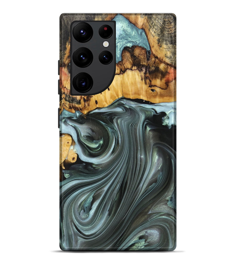 Galaxy S22 Ultra Wood+Resin Live Edge Phone Case - Teresa (Green, 694885)