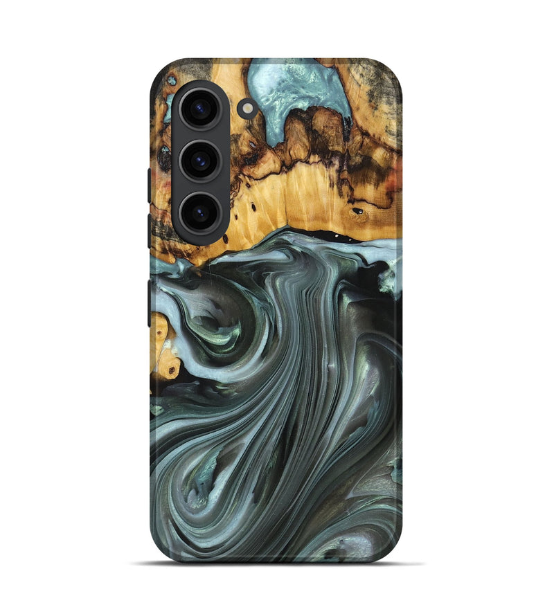 Galaxy S23 Wood+Resin Live Edge Phone Case - Teresa (Green, 694885)