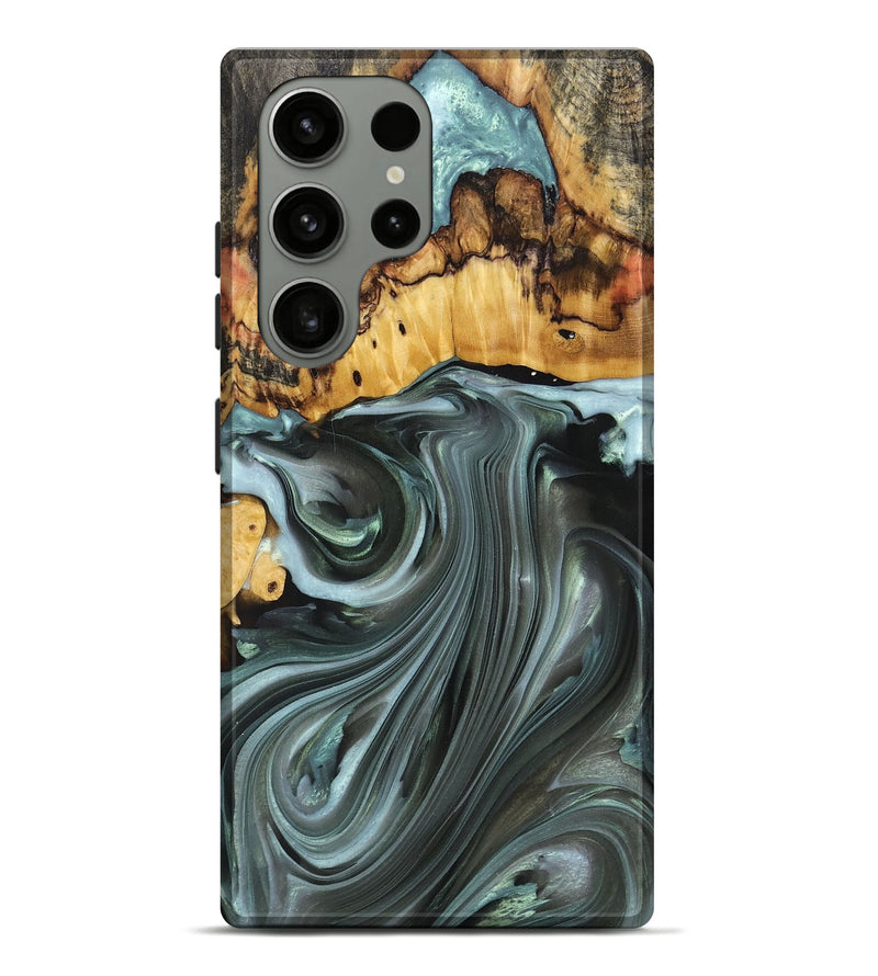 Galaxy S23 Ultra Wood+Resin Live Edge Phone Case - Teresa (Green, 694885)