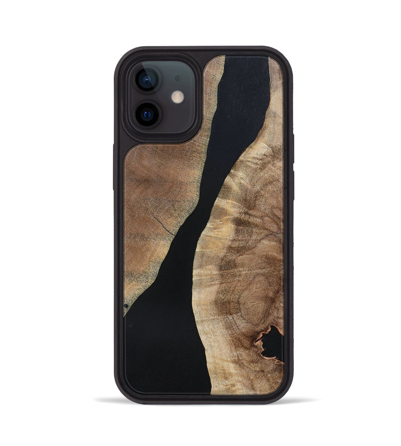 iPhone 12 Wood+Resin Phone Case - Arielle (Pure Black, 695143)