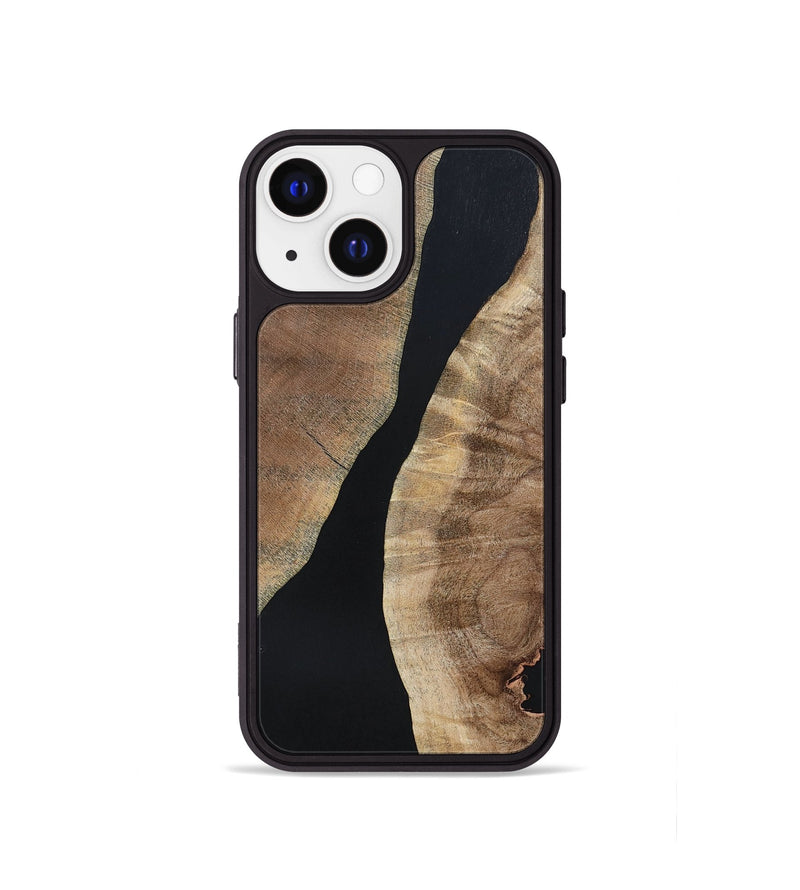 iPhone 13 mini Wood+Resin Phone Case - Arielle (Pure Black, 695143)