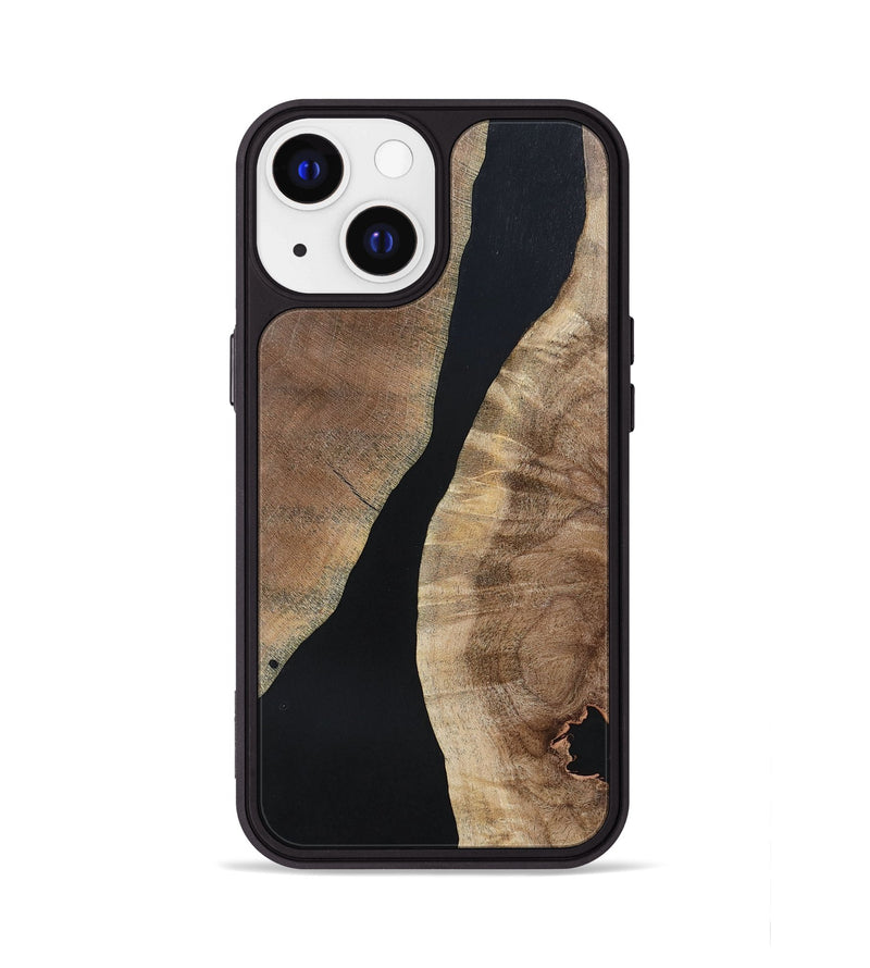 iPhone 13 Wood+Resin Phone Case - Arielle (Pure Black, 695143)