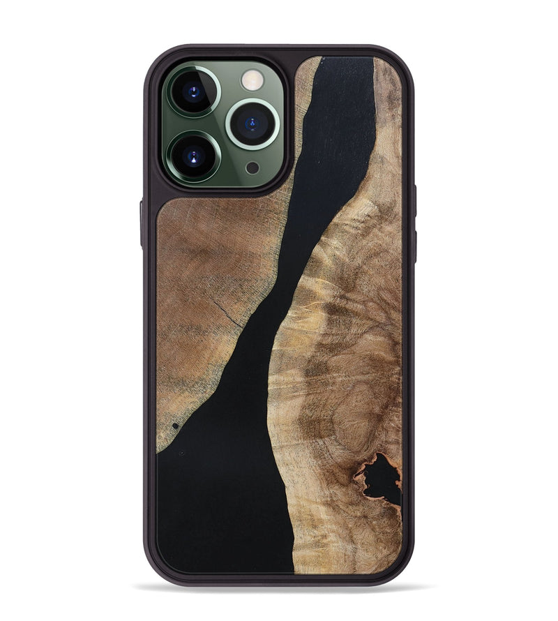 iPhone 13 Pro Max Wood+Resin Phone Case - Arielle (Pure Black, 695143)