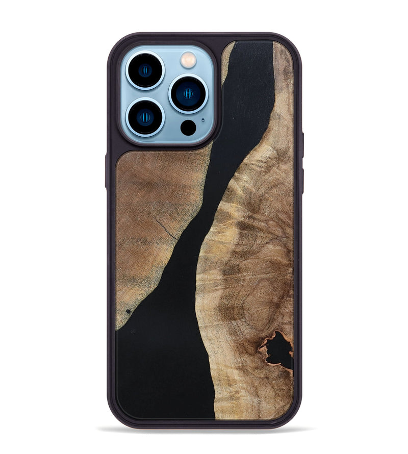 iPhone 14 Pro Max Wood+Resin Phone Case - Arielle (Pure Black, 695143)