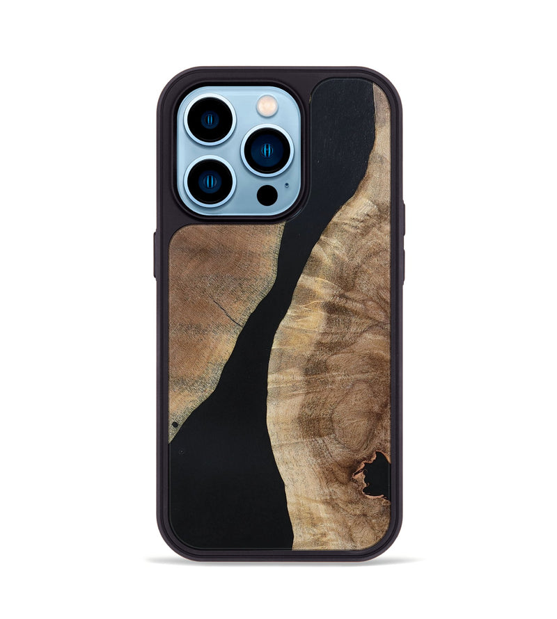 iPhone 14 Pro Wood+Resin Phone Case - Arielle (Pure Black, 695143)
