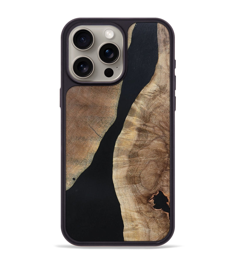 iPhone 15 Pro Max Wood+Resin Phone Case - Arielle (Pure Black, 695143)