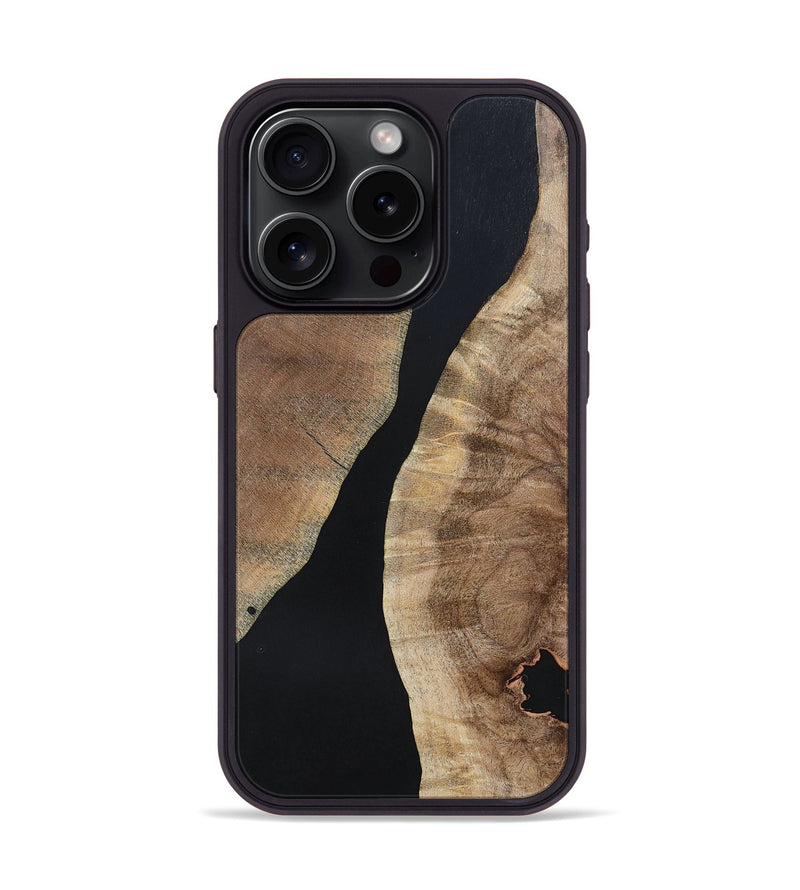 iPhone 15 Pro Wood+Resin Phone Case - Arielle (Pure Black, 695143)