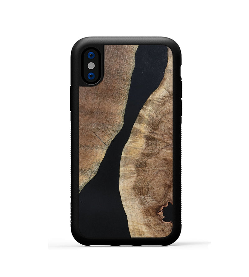 iPhone Xs Wood+Resin Phone Case - Arielle (Pure Black, 695143)