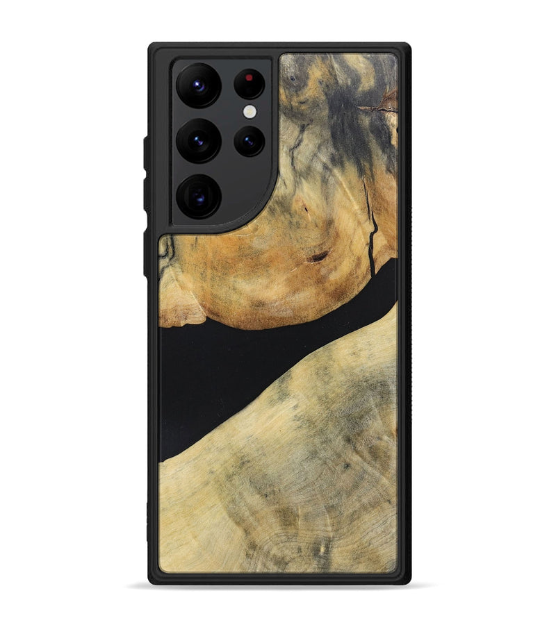 Galaxy S22 Ultra Wood+Resin Phone Case - Stephen (Pure Black, 695147)