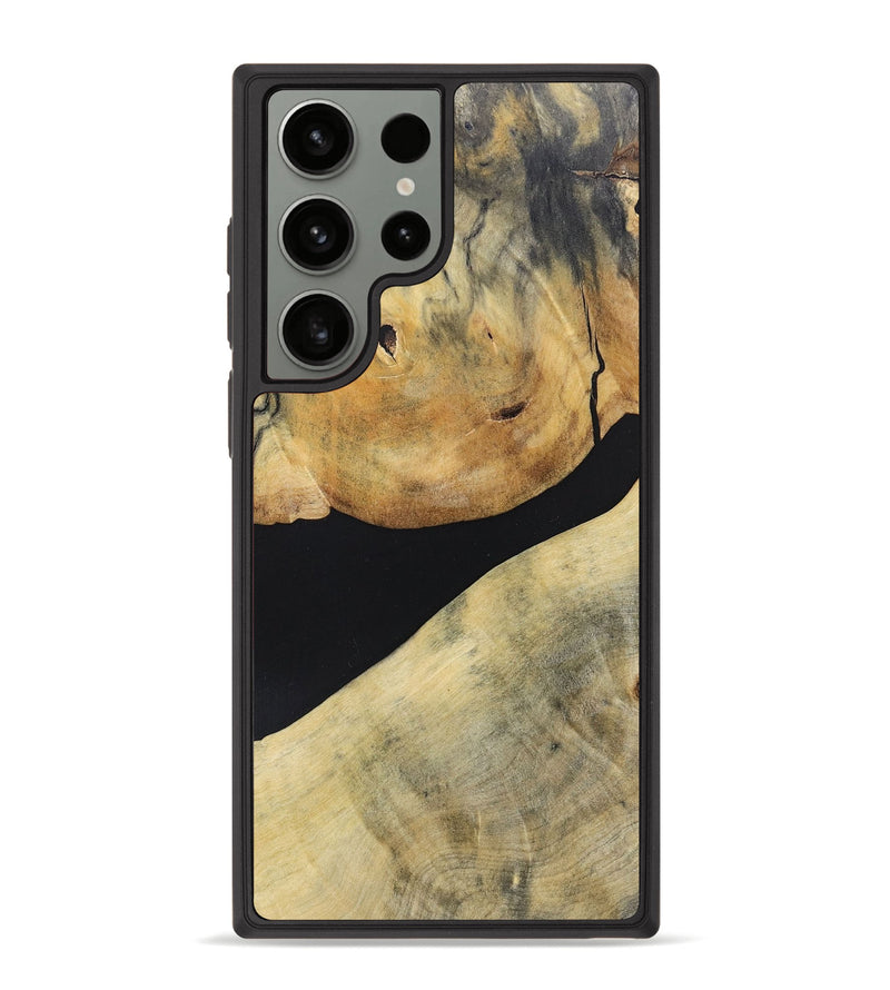 Galaxy S23 Ultra Wood+Resin Phone Case - Stephen (Pure Black, 695147)