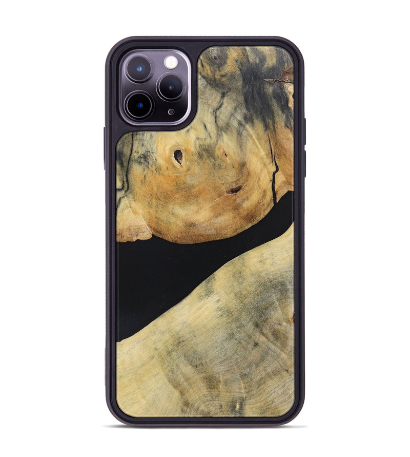 iPhone 11 Pro Max Wood+Resin Phone Case - Stephen (Pure Black, 695147)