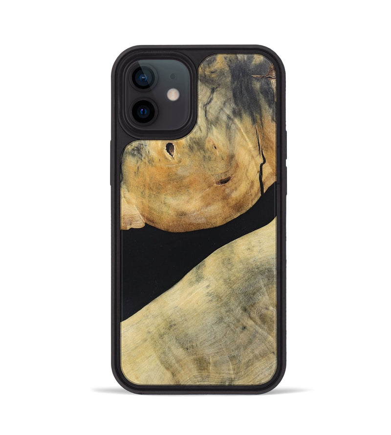 iPhone 12 Wood+Resin Phone Case - Stephen (Pure Black, 695147)