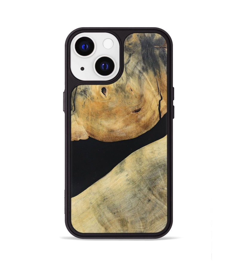 iPhone 13 Wood+Resin Phone Case - Stephen (Pure Black, 695147)
