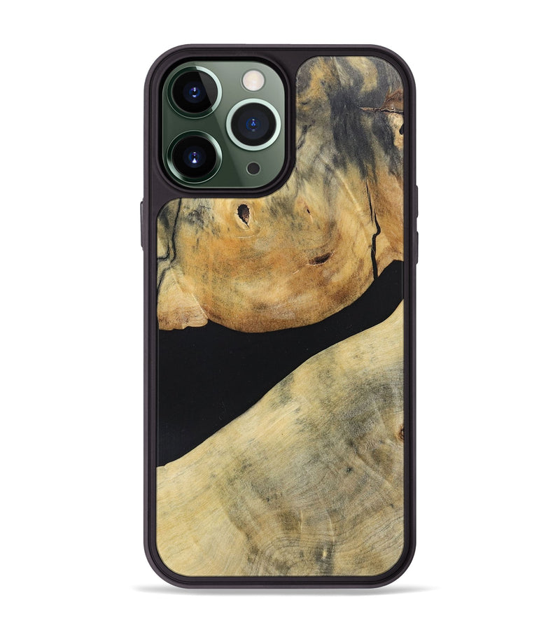 iPhone 13 Pro Max Wood+Resin Phone Case - Stephen (Pure Black, 695147)