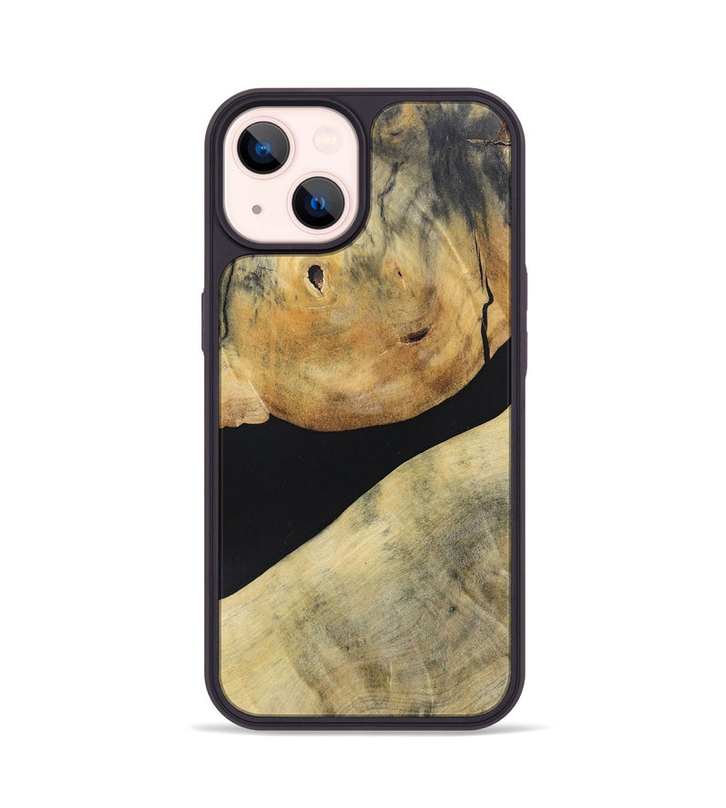 iPhone 14 Wood+Resin Phone Case - Stephen (Pure Black, 695147)