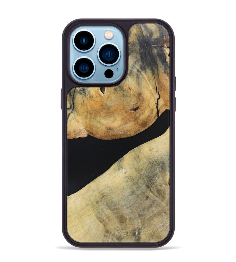 iPhone 14 Pro Max Wood+Resin Phone Case - Stephen (Pure Black, 695147)