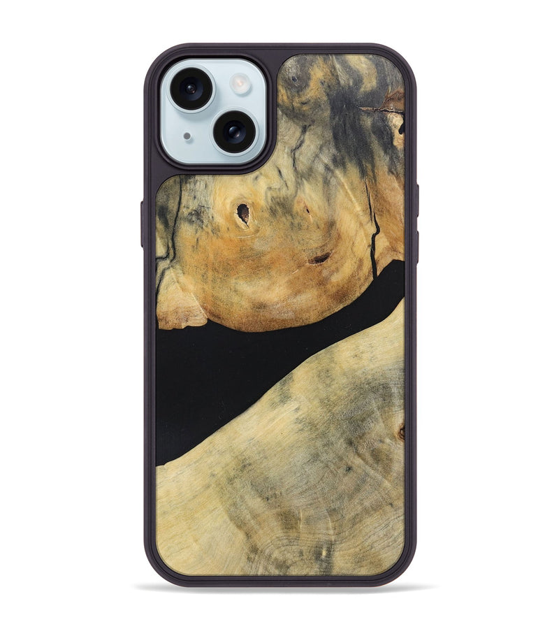 iPhone 15 Plus Wood+Resin Phone Case - Stephen (Pure Black, 695147)