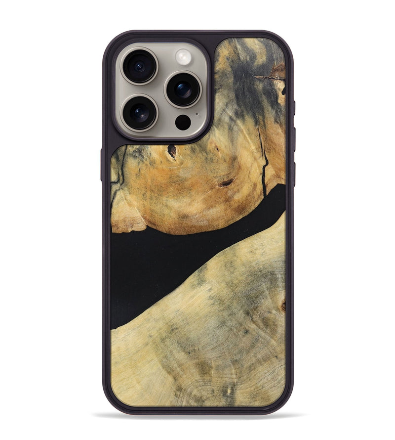 iPhone 15 Pro Max Wood+Resin Phone Case - Stephen (Pure Black, 695147)