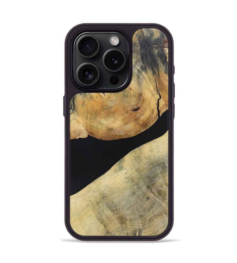 iPhone 15 Pro Wood+Resin Phone Case - Stephen (Pure Black, 695147)