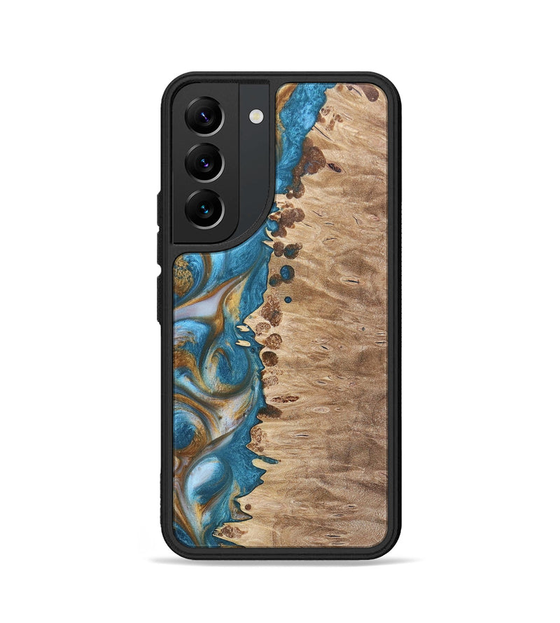 Galaxy S22 Wood+Resin Phone Case - Emmanuel (Teal & Gold, 695185)