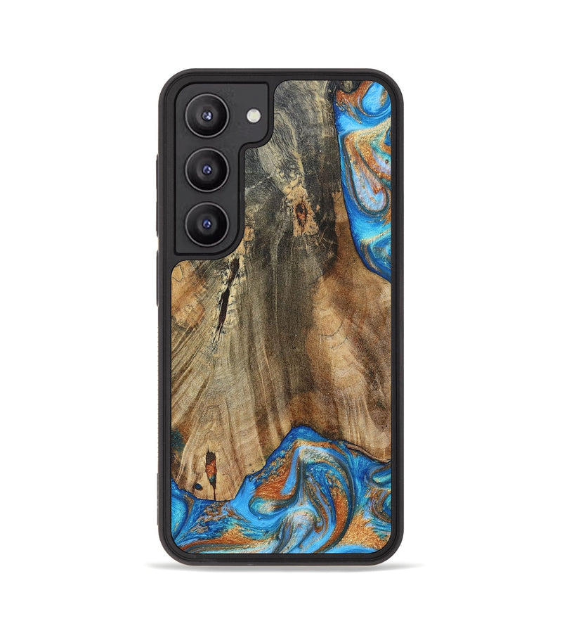 Galaxy S23 Wood+Resin Phone Case - Abram (Teal & Gold, 695188)