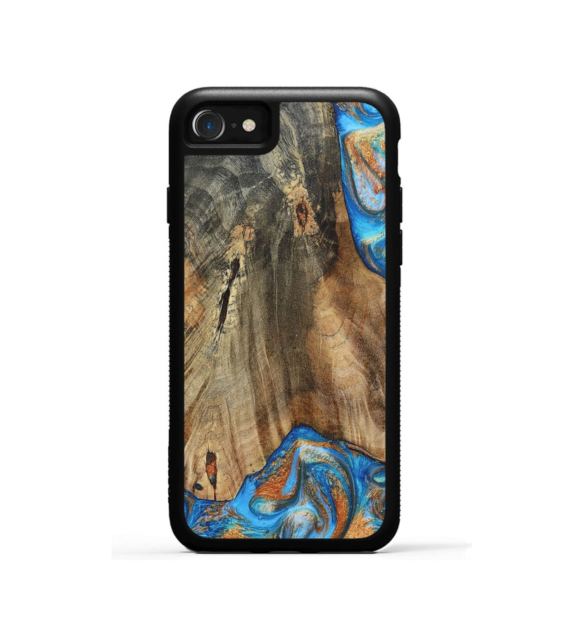 iPhone SE Wood+Resin Phone Case - Abram (Teal & Gold, 695188)