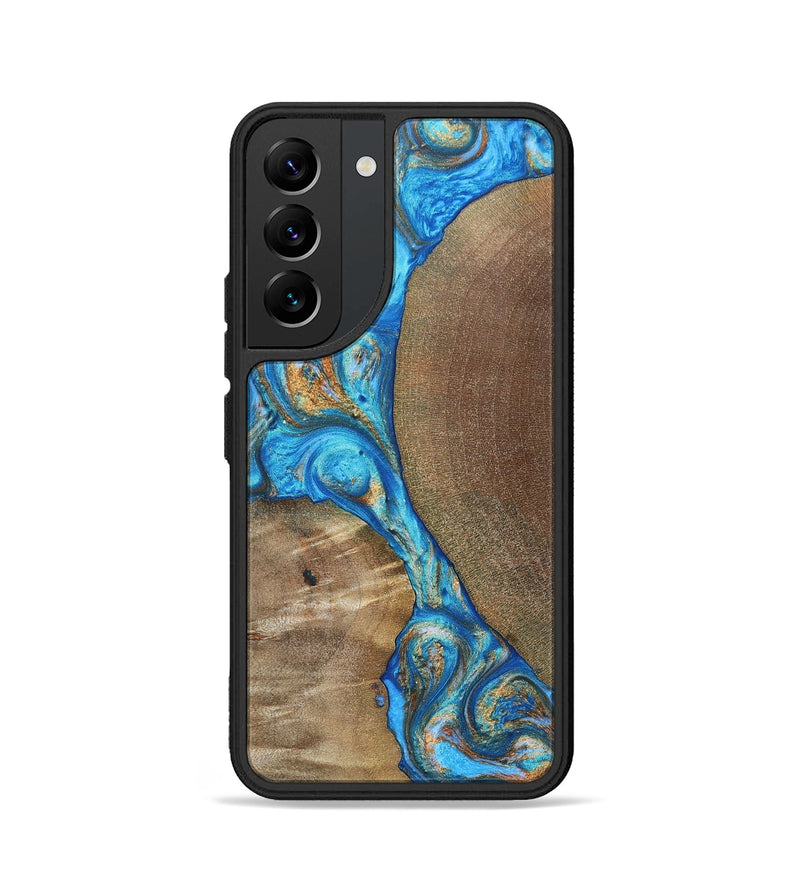 Galaxy S22 Wood+Resin Phone Case - Benny (Teal & Gold, 695198)