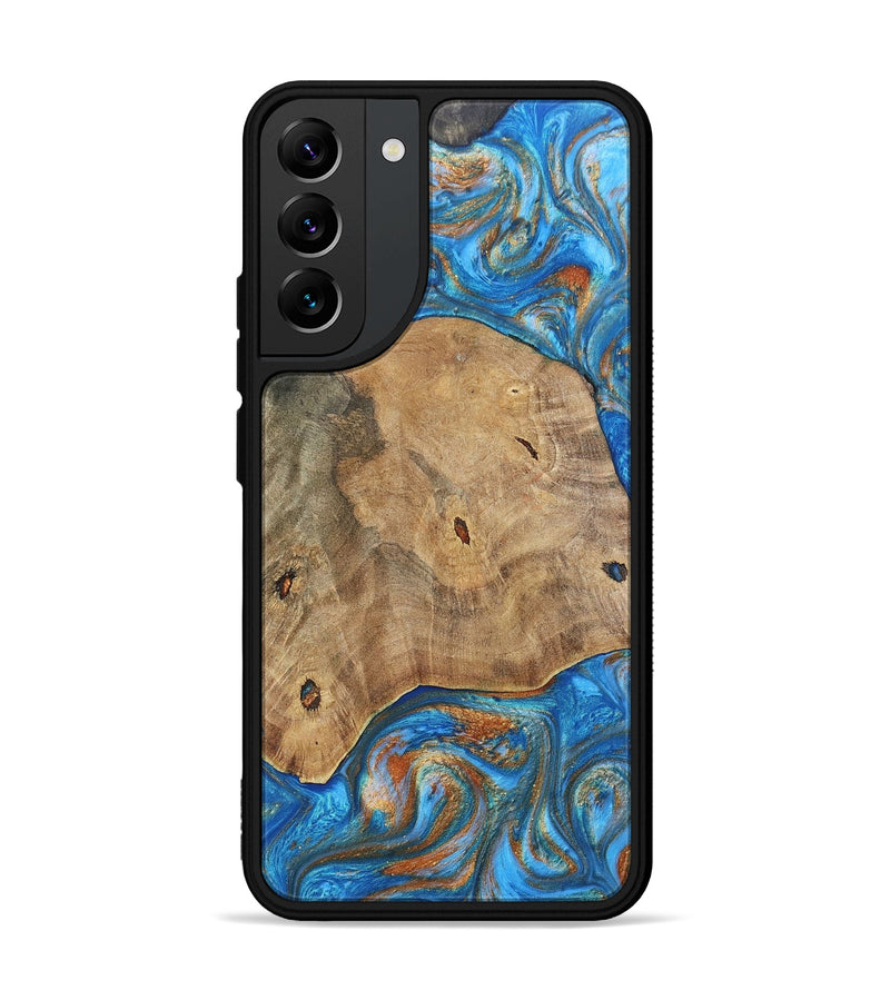 Galaxy S22 Plus Wood+Resin Phone Case - Tommy (Teal & Gold, 695200)
