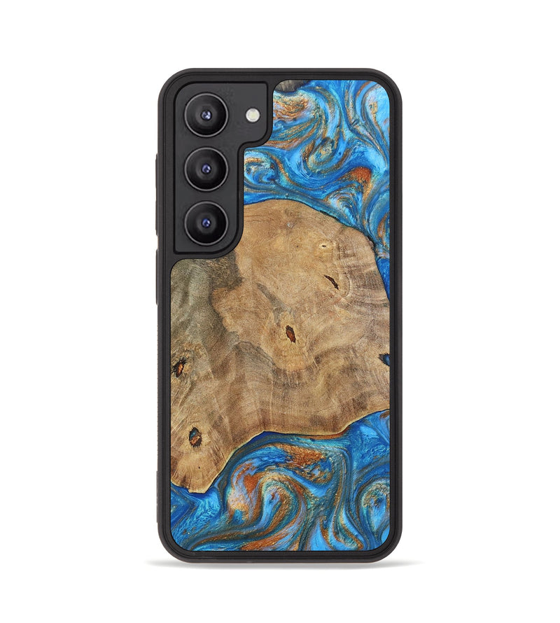 Galaxy S23 Wood+Resin Phone Case - Tommy (Teal & Gold, 695200)