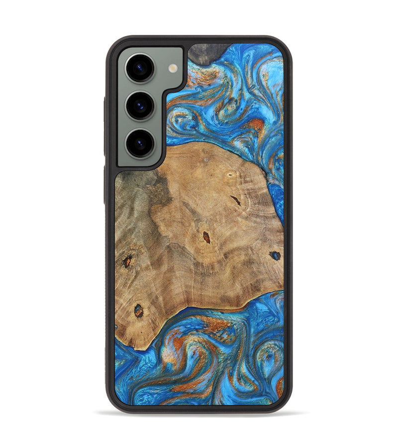 Galaxy S23 Plus Wood+Resin Phone Case - Tommy (Teal & Gold, 695200)