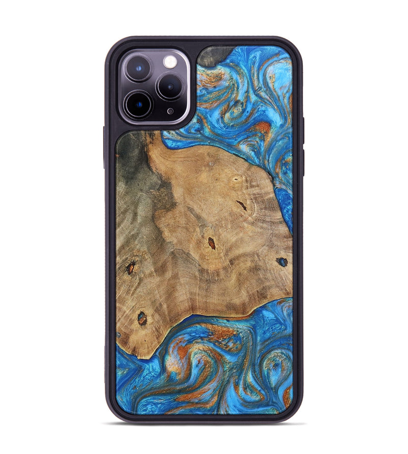 iPhone 11 Pro Max Wood+Resin Phone Case - Tommy (Teal & Gold, 695200)