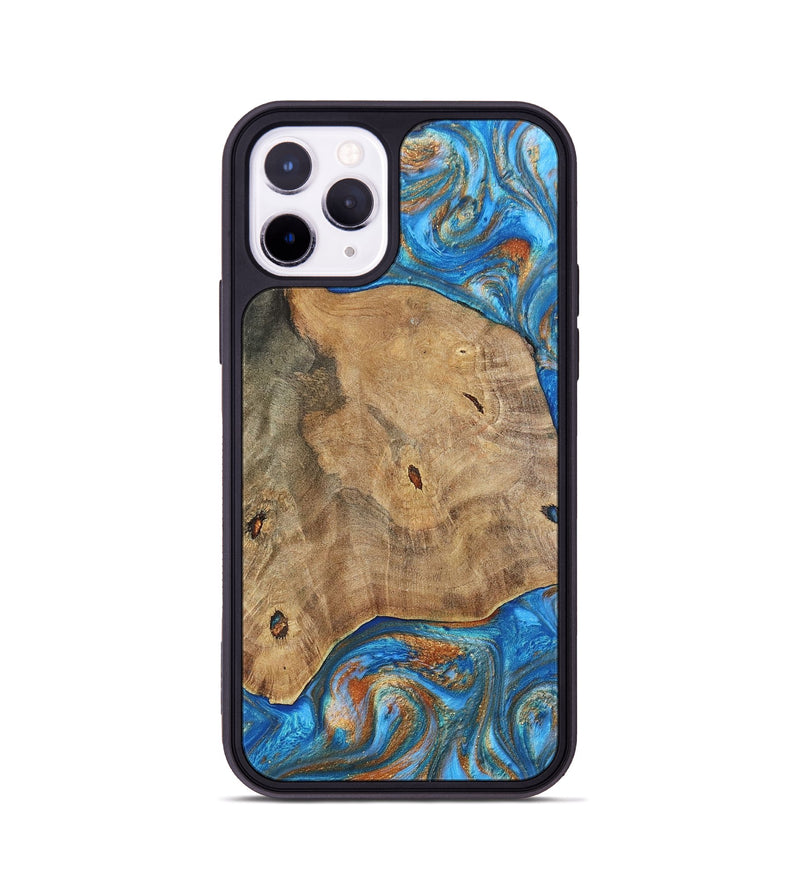 iPhone 11 Pro Wood+Resin Phone Case - Tommy (Teal & Gold, 695200)