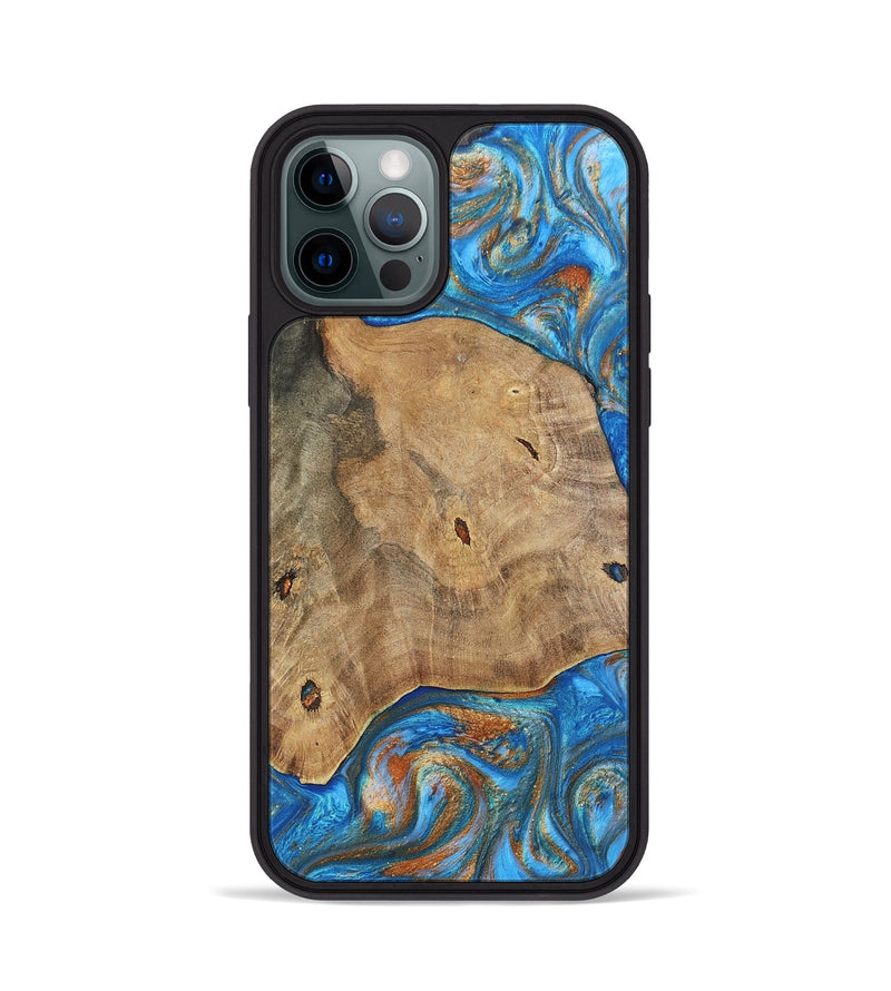 iPhone 12 Pro Wood+Resin Phone Case - Tommy (Teal & Gold, 695200)